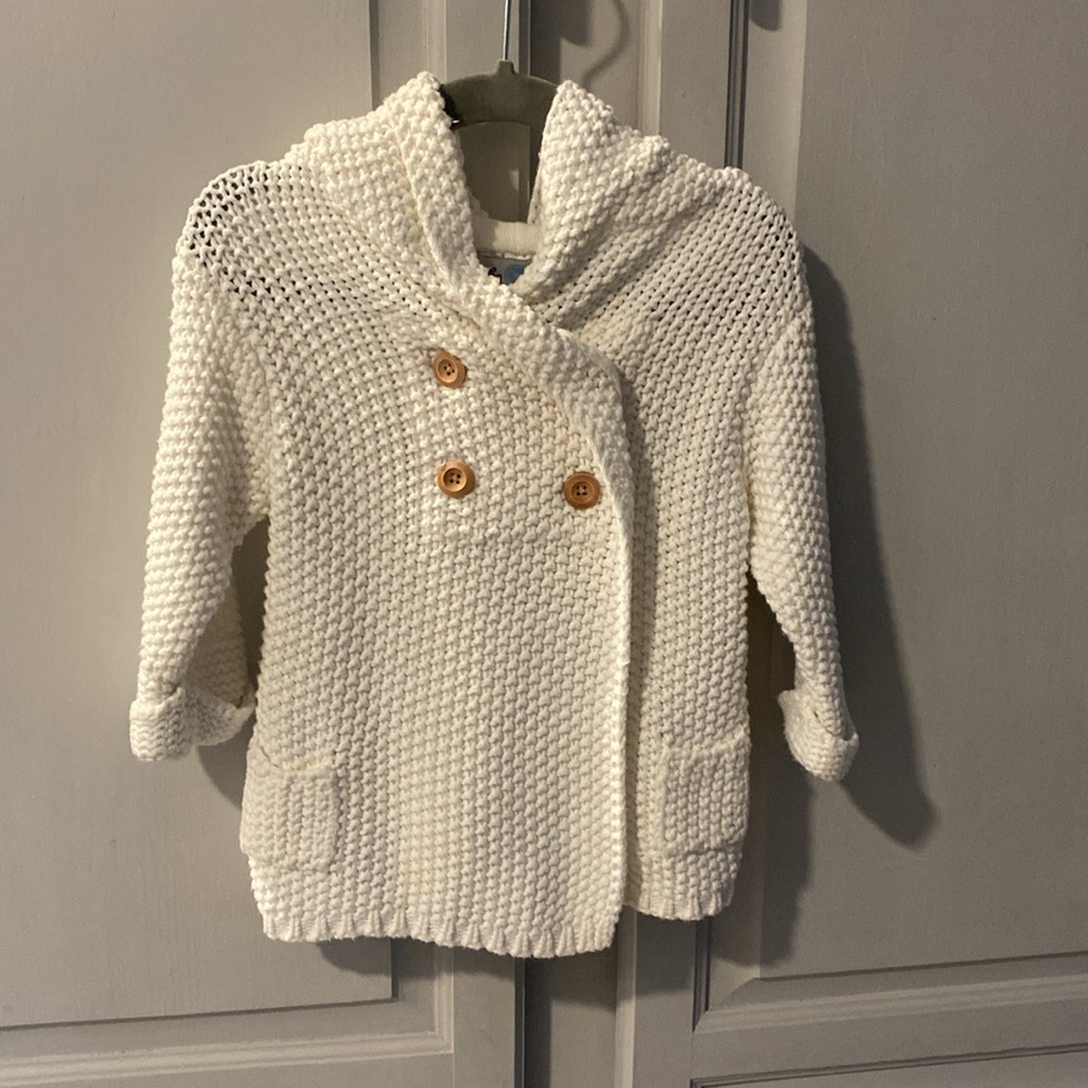 ✨Nwot Beba Bean crochet Knit Hooded Jacket 6-12 Months